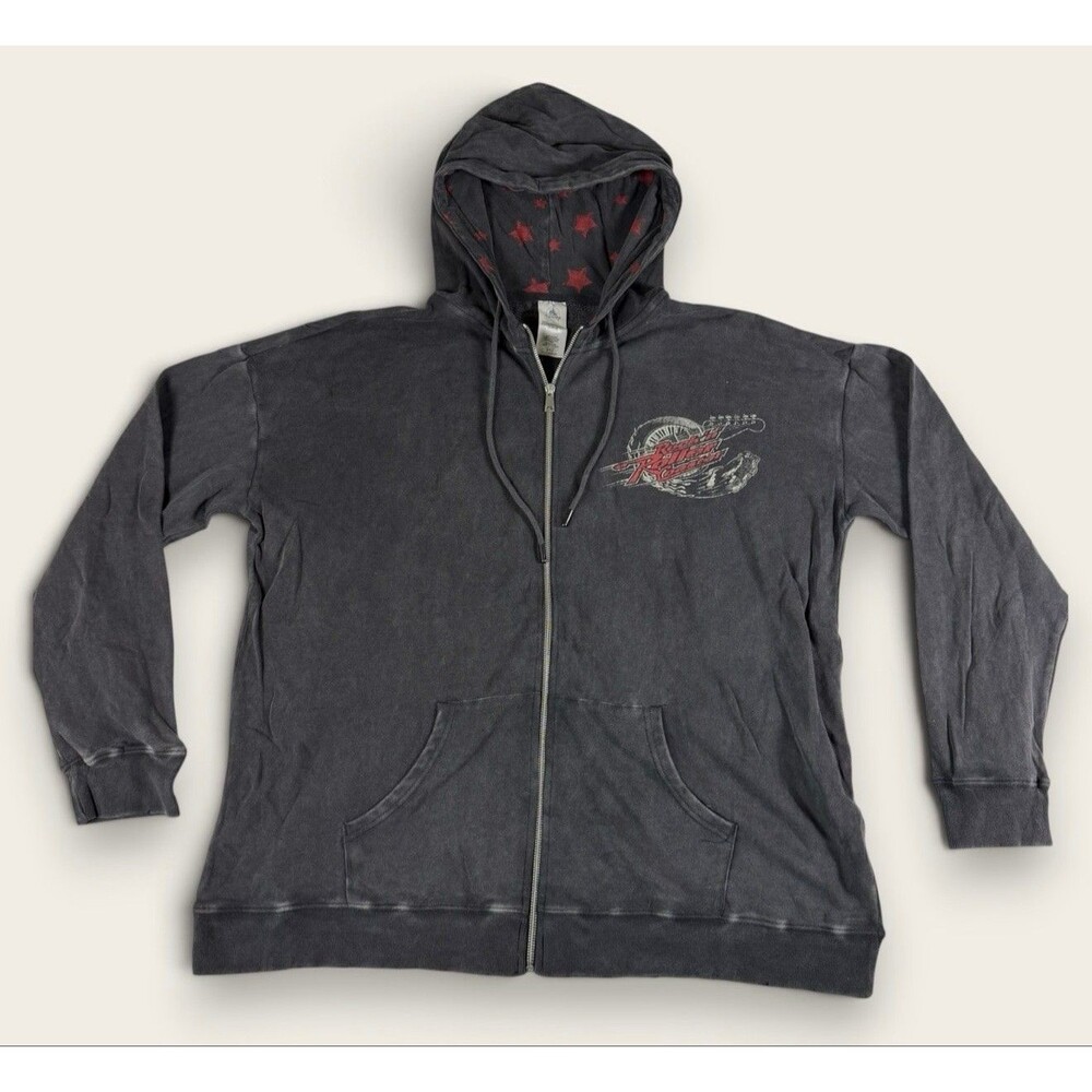 Disney Rock 'n' Roller Coaster Hoodie Zip Up Charcoal XL NWT All Nite Donuts